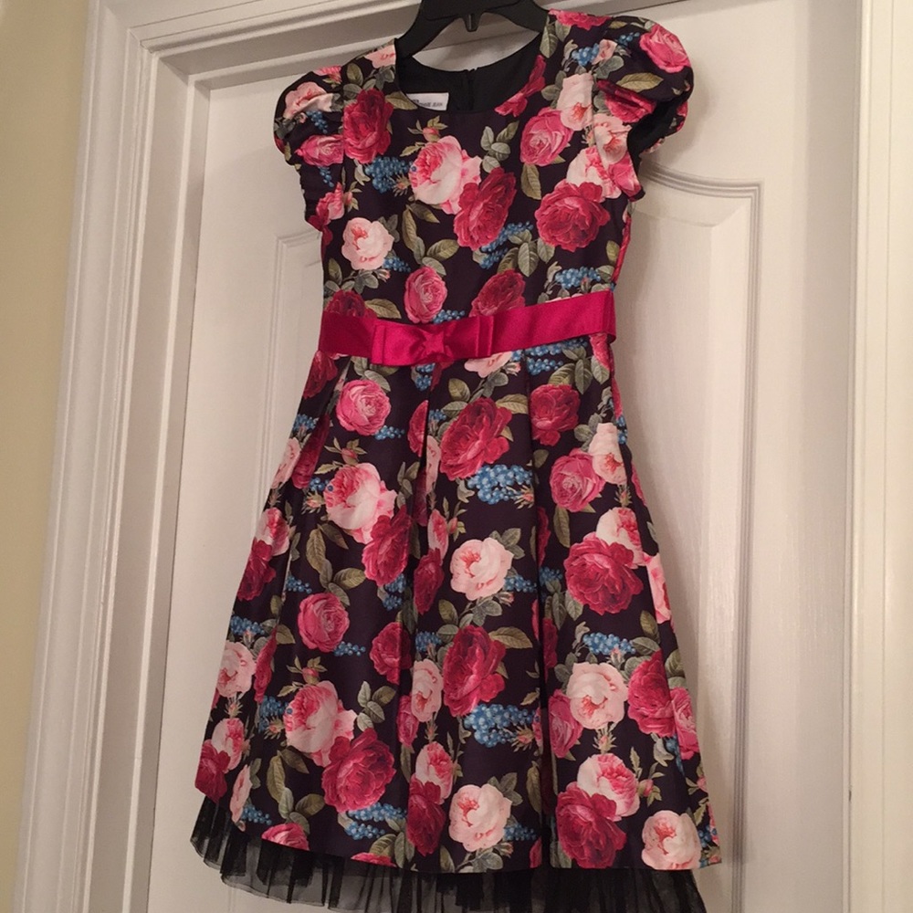Bonnie Jean girls dress- black floral print